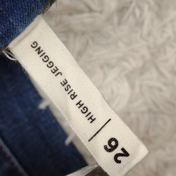 Pacsun Los Angeles Blue Medium Light Wash Color Block High Rise Raw Hem Jegging - Picture 6 of 11